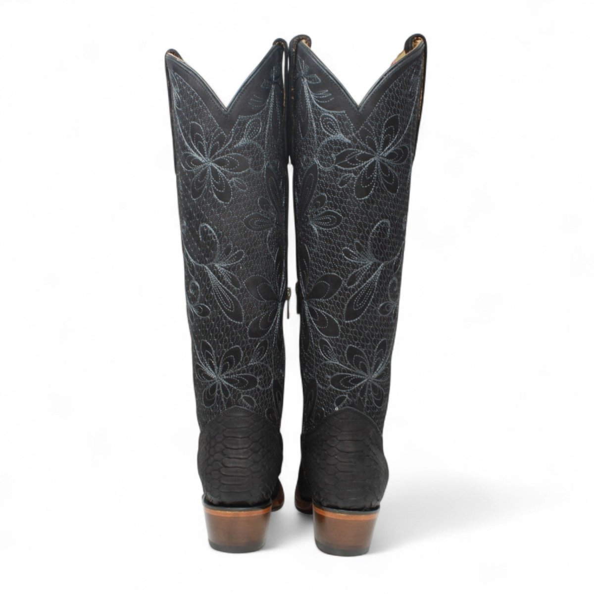 Botas Altas de Cuero Original para Mujer Color Negro Piton Q34T5705 - Quincy Boots