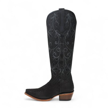 Botas Altas de Cuero Original para Mujer Color Negro Piton Q34T5705 - Quincy Boots