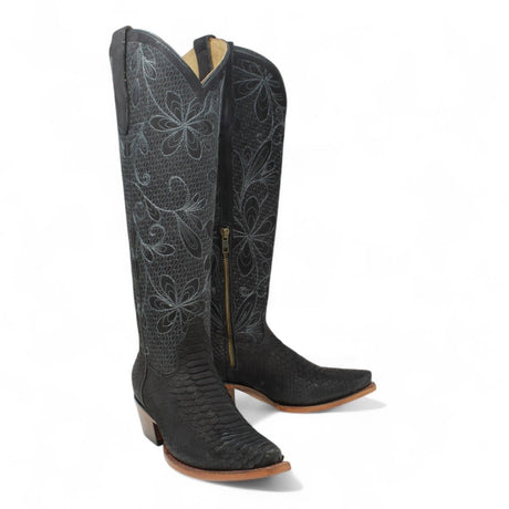 Botas Altas de Cuero Original para Mujer Color Negro Piton Q34T5705 - Quincy Boots