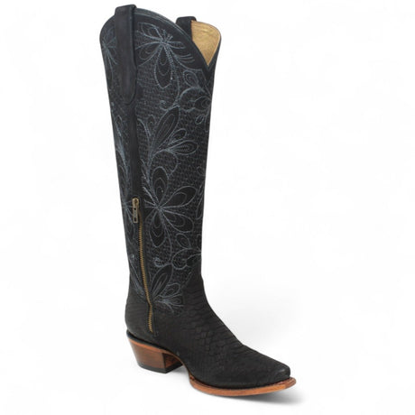 Botas Altas de Cuero Original para Mujer Color Negro Piton Q34T5705 - Quincy Boots