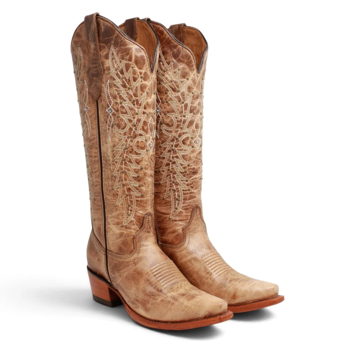 Botas Altas de Cuero Original para Mujer Color Tan Q34T5259 - Quincy Boots