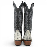 Botas Altas de Piel con Pelo de Vaca y Diseño Triad Punta Recortada Para Dama Color Blanco y Negro - Tanner Mark Boots - Tanner Mark Boots