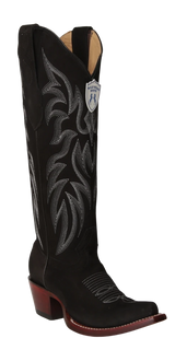 Botas Altas de Piel Gamuza Original Punta Recortada Para Dama Wild West Boots - Negro - Wild West Boots