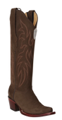 Botas Altas de Piel Gamuza Original Punta Recortada Para Dama Wild West Boots - Tabaco - Wild West Boots