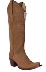 Botas Altas de Piel Gamuza Original Punta Recortada Para Dama Wild West Boots - Taupe - Wild West Boots