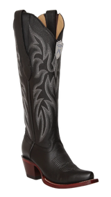 Botas Altas de Piel Grisly Original Punta Recortada Para Dama Wild West Boots - Negro - Wild West Boots