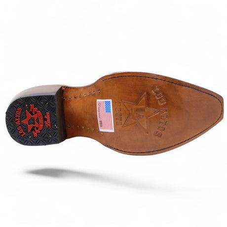 Botas Altas de Piel Original Punta Recortada Para Dama Color Azul Mezclilla - Los Altos Boots - Los Altos Boots