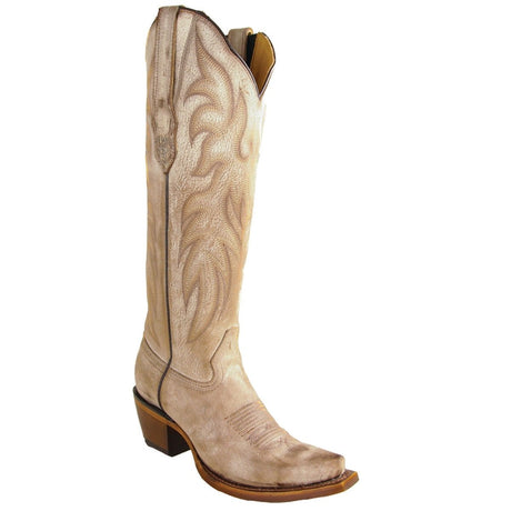 Botas Altas de Piel Original Punta Recortada Para Dama Color Cafe - Los Altos Boots - Los Altos Boots