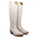 Botas Altas Hueso de Cuero Original con Grabado Piton Q34T5704 - Quincy Boots