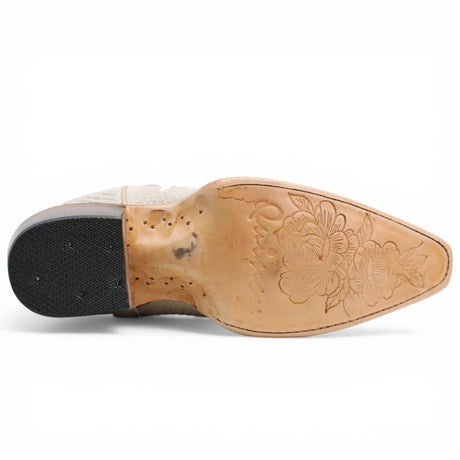 Botas Altas Hueso de Cuero Original con Grabado Piton Q34T5704 - Quincy Boots