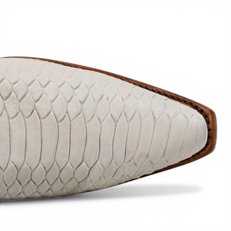 Botas Altas Hueso de Cuero Original con Grabado Piton Q34T5704 - Quincy Boots