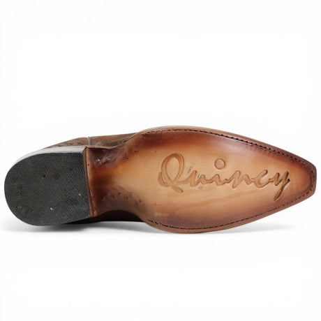 Botas Altas Miel de Cuero Original con Grabado Piton Q34T5759 - Quincy Boots