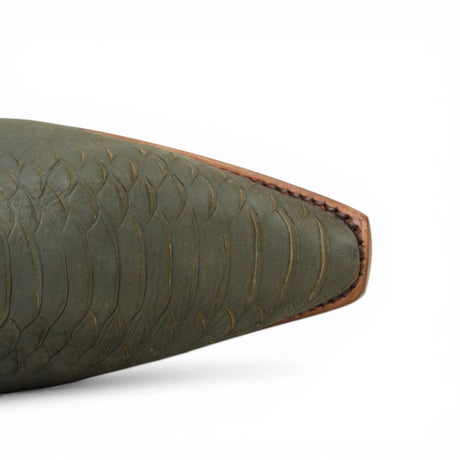 Botas Altas Verdes de Cuero Original con Grabado Piton Q34T5709 - Quincy Boots