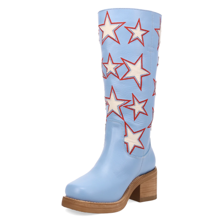 Botas American Dream de Piel Original Punta Redonda Para Dama Color Azul - Dingo - Dan Post Boots