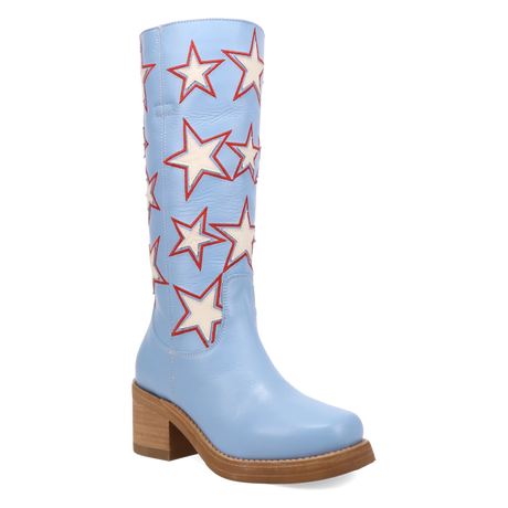 Botas American Dream de Piel Original Punta Redonda Para Dama Color Azul - Dingo - Dan Post Boots
