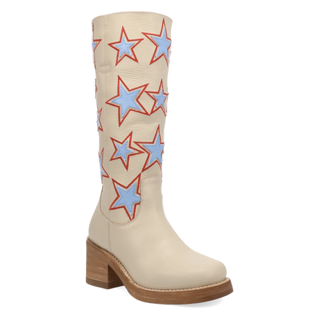 Botas American Dream de Piel Original Punta Redonda Para Dama Color Crema - Dingo - Dan Post Boots