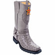 Botas Biker de Avestruz Original Color Gris -  Los Altos Boots - Los Altos Boots