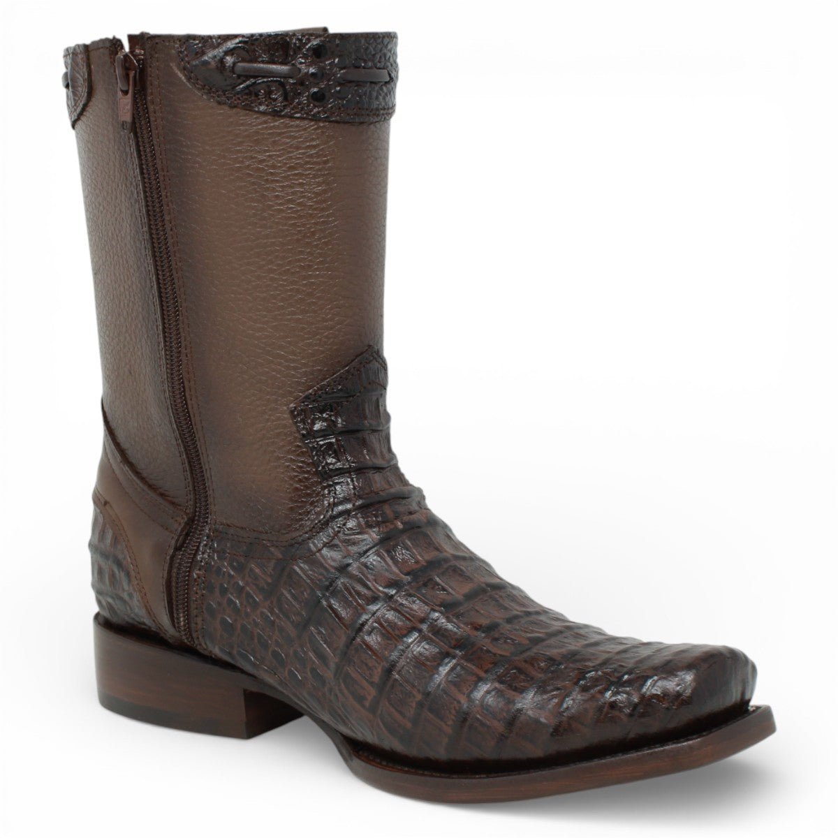 Botas Cafe de Piel Punta Dubai Grabado Caiman Belly - LC265Cafe - La Carreta