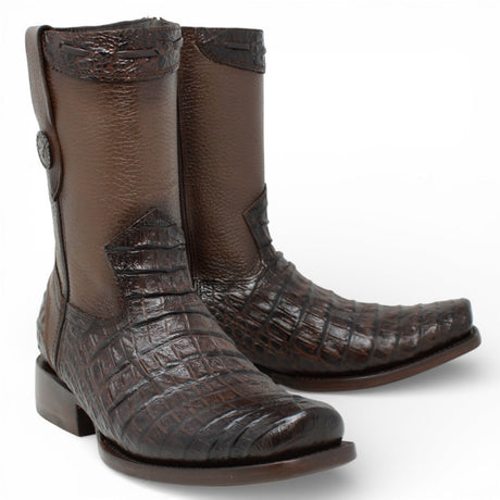 Botas Cafe de Piel Punta Dubai Grabado Caiman Belly - LC265Cafe - La Carreta