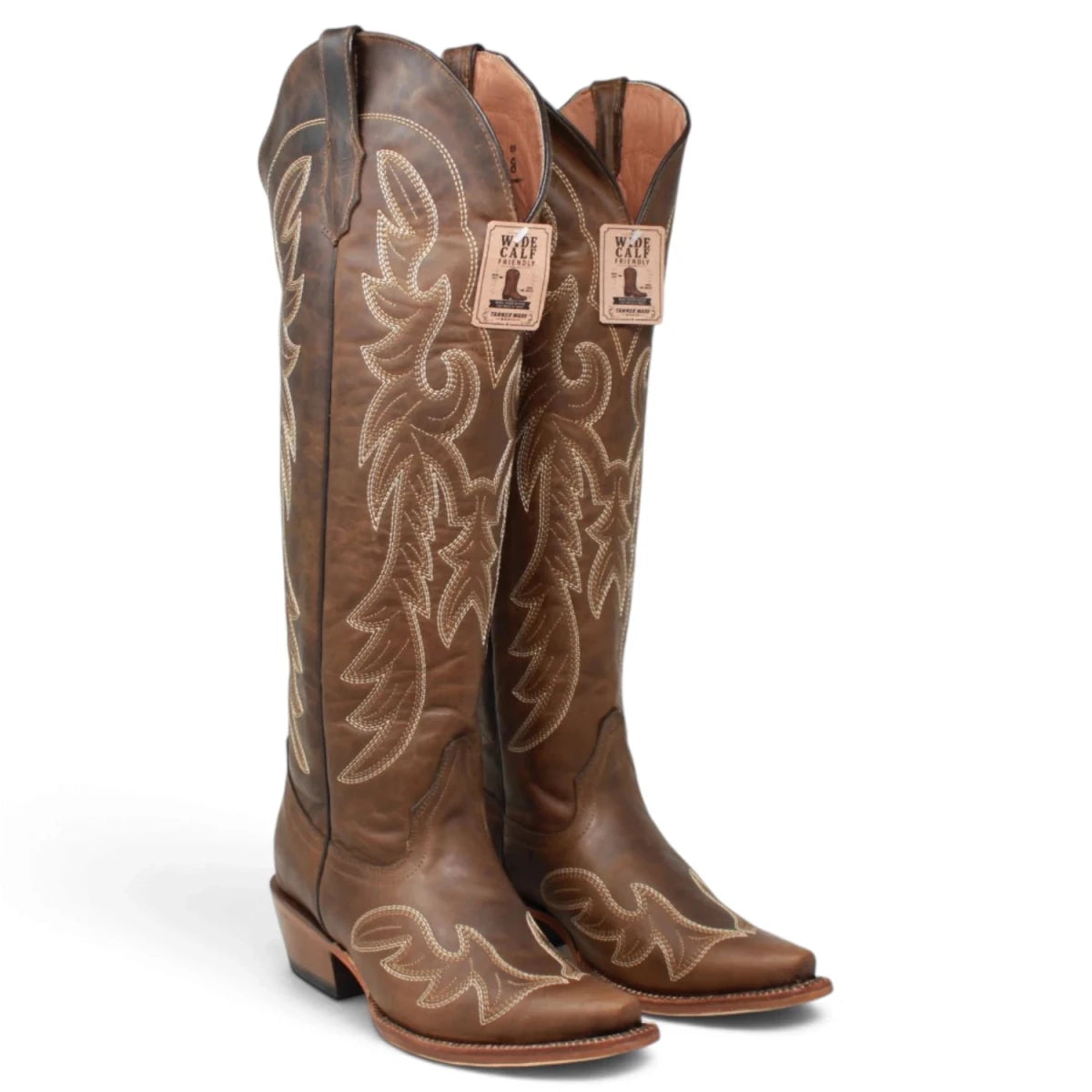 Botas Cherokee para Mujer de Pantorrilla Ancha – Piel Genuina Color Cognac TML205189AF - Tanner Mark Boots