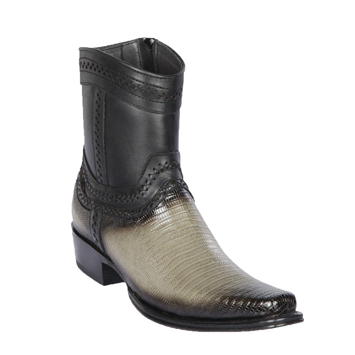 Botas Cortas de Armadillo Teju Original Punta Europea Color Gris Difuminado - Los Altos Boots - Los Altos Boots