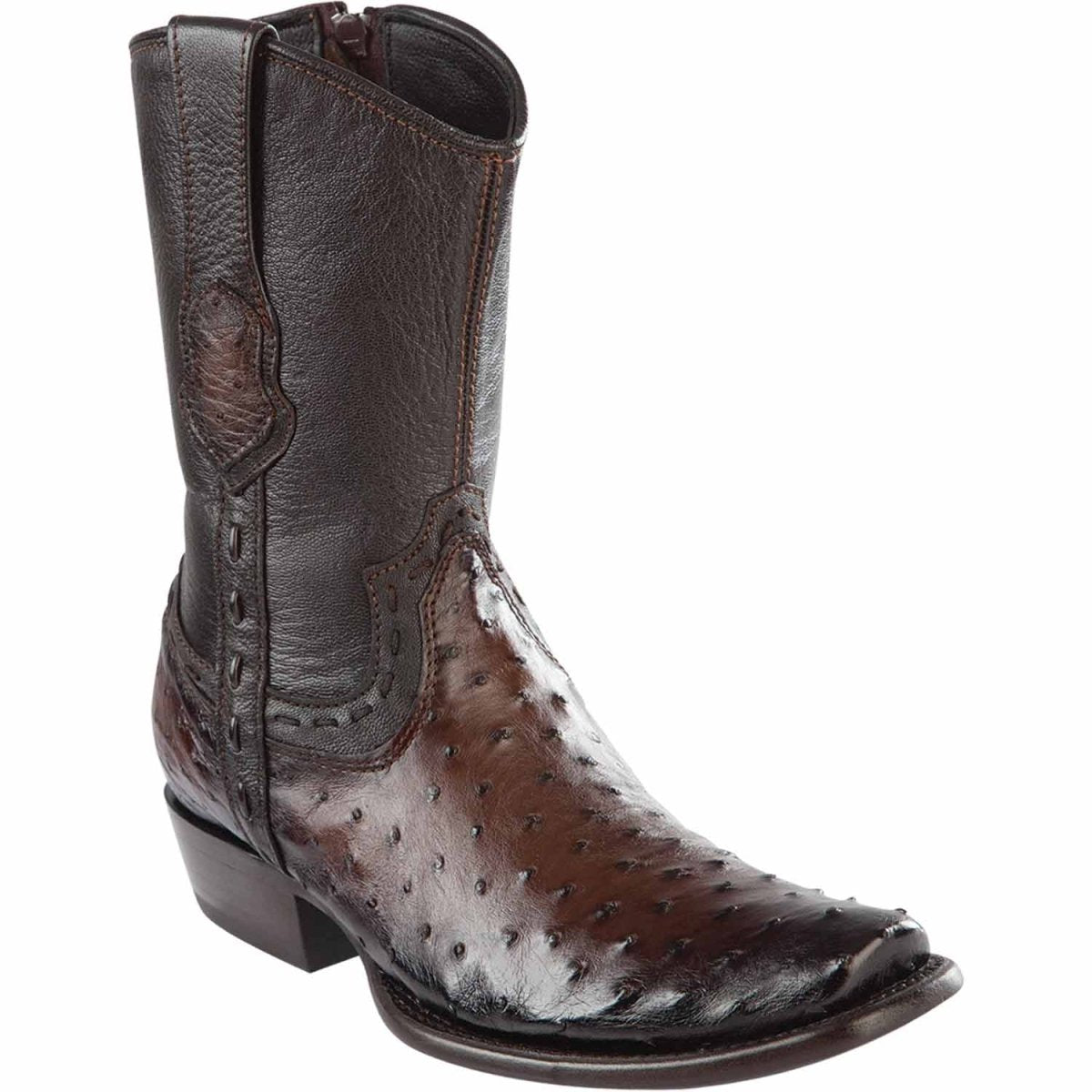 Botas Cortas de Pata de Avestruz Original Punta Cuadrada Dubai Color Negro - Wild West Boots main image 0