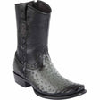 Botas Cortas de Avestruz Original Punta Dubai Cuadrada Color Gris Difuminado - Wild West Boots - Wild West Boots