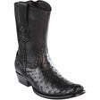 Botas Cortas de Avestruz Original Punta Dubai Cuadrada Color Negro - Wild West Boots - Wild West Boots