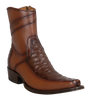 Botas Cortas de Avestruz y Piel Original Punta Cuadrada Europea Wild West Boots - Cafe Difuminado - Wild West Boots