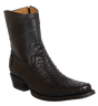Botas Cortas de Avestruz y Piel Original Punta Cuadrada Europea Wild West Boots - Negro - Wild West Boots