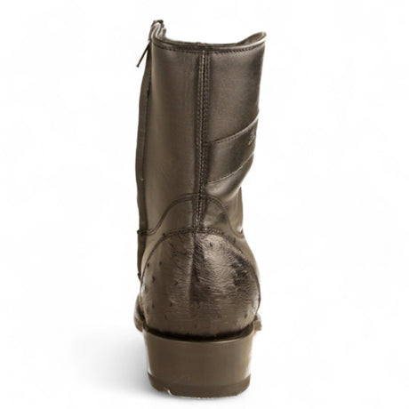 Botas Cortas de Avestruz y Piel Original Punta Europea Color Negro - Los Altos Boots - Los Altos Boots