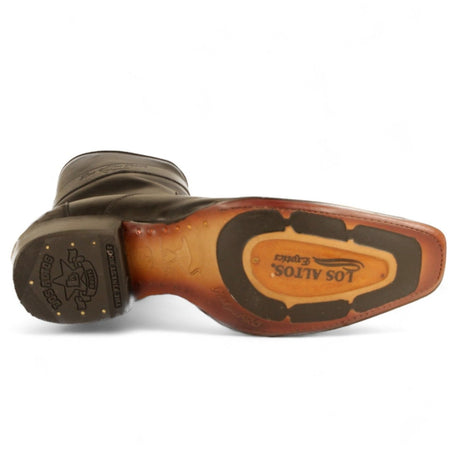 Botas Cortas de Avestruz y Piel Original Punta Europea Color Negro - Los Altos Boots - Los Altos Boots