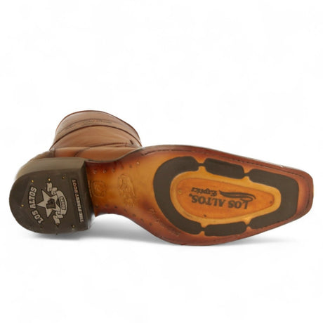 Botas Cortas de Caiman y Piel Original Punta Europea Color Cafe Difuminado - Los Altos Boots - Los Altos Boots