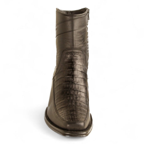 Botas Cortas de Caiman y Piel Original Punta Europea Color Negro - Los Altos Boots - Los Altos Boots