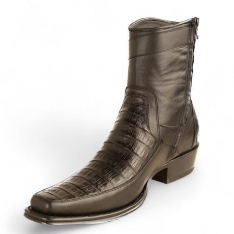 Botas Cortas de Caiman y Piel Original Punta Europea Color Negro - Los Altos Boots - Los Altos Boots