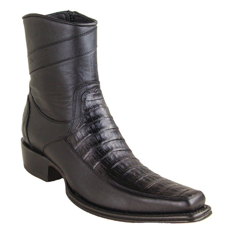 Botas Cortas de Caiman y Piel Original Punta Europea Color Negro - Los Altos Boots - Los Altos Boots