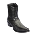 Botas Cortas de Cola de Caiman y Venado Original Punta Europea Color Gris Difuminado - Los Altos Boots - Los Altos Boots