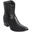 Botas Cortas de Mantarraya Original Perla Completa Punta Cuadrada Color Negro - Los Altos Boots - Los Altos Boots