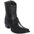 Botas Cortas de Mantarraya Original Perla Sencilla Punta Cuadrada Color Negro - Los Altos Boots - Los Altos Boots