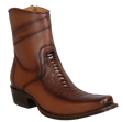 Botas Cortas de Pata de Avestruz y Piel Original Punta Cuadrada Europea Wild West Boots - Cafe Difuminado - Wild West Boots