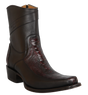 Botas Cortas de Pata de Avestruz y Piel Original Punta Cuadrada Europea Wild West Boots - Negro Rojizo - Wild West Boots