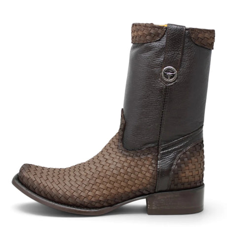 Botas Cortas de Piel Petalillo Punta Dubai Cuadrada Color Tabaco - La Carreta - La Carreta