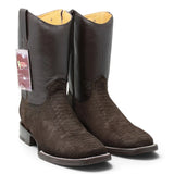 Botas Cortas de Piton Grabado Punta Rodeo Cuadrada - La Carreta - La Carreta