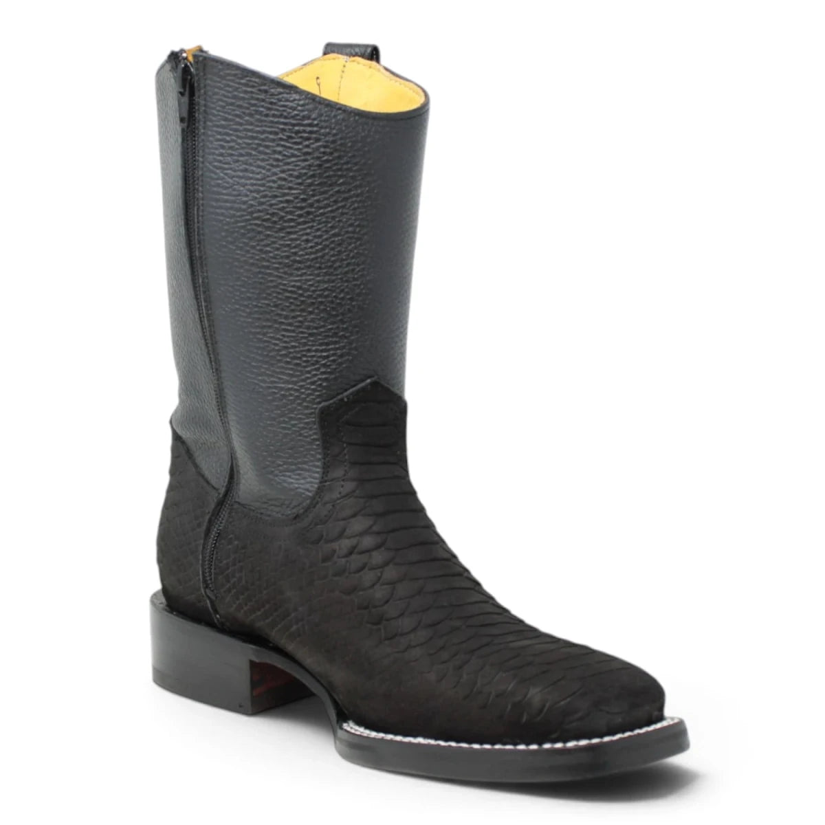 Botas Cortas de Piton Grabado Punta Rodeo Cuadrada - La Carreta - La Carreta