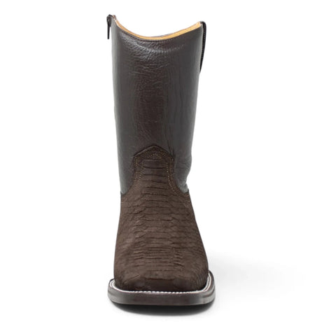 Botas Cortas de Piton Grabado Punta Rodeo Cuadrada - La Carreta - La Carreta