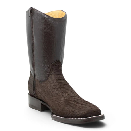 Botas Cortas de Piton Grabado Punta Rodeo Cuadrada - La Carreta - La Carreta