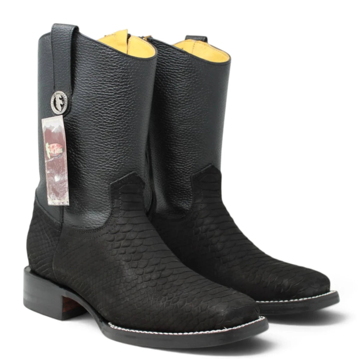 Botas Cortas de Piton Grabado Punta Rodeo Cuadrada - La Carreta - La Carreta