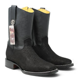 Botas Cortas de Piton Grabado Punta Rodeo Cuadrada - La Carreta - La Carreta