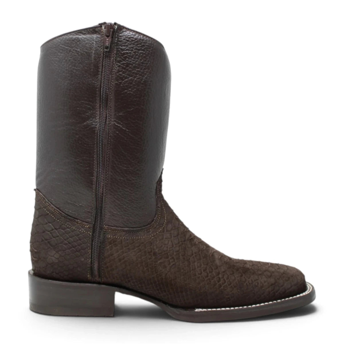 Botas Cortas de Piton Grabado Punta Rodeo Cuadrada - La Carreta - La Carreta