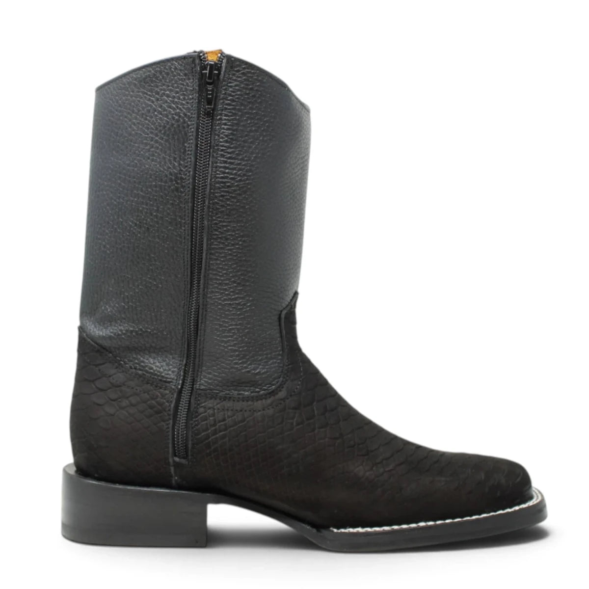 Botas Cortas de Piton Grabado Punta Rodeo Cuadrada - La Carreta - La Carreta